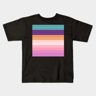 Stripes Pattern of Blue, Purple, Orange and Pink Kids T-Shirt